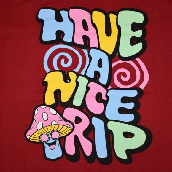 Mens Have A Nice Trip Mushroom Graphic Funny Tee Shirt New M - Picture 3 of 4
